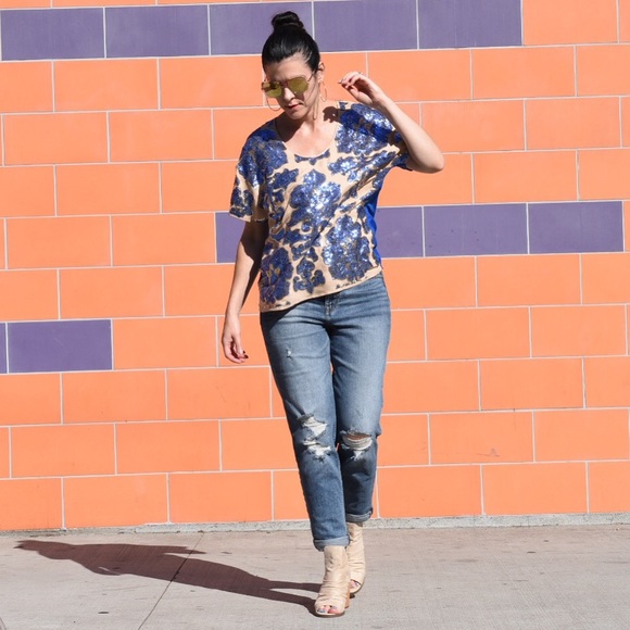 TRACY REESE For Target Blue Sequin Top Medium - Picture 13 of 13